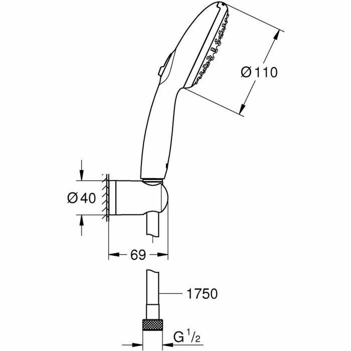 Brusehoved Grohe Plastik